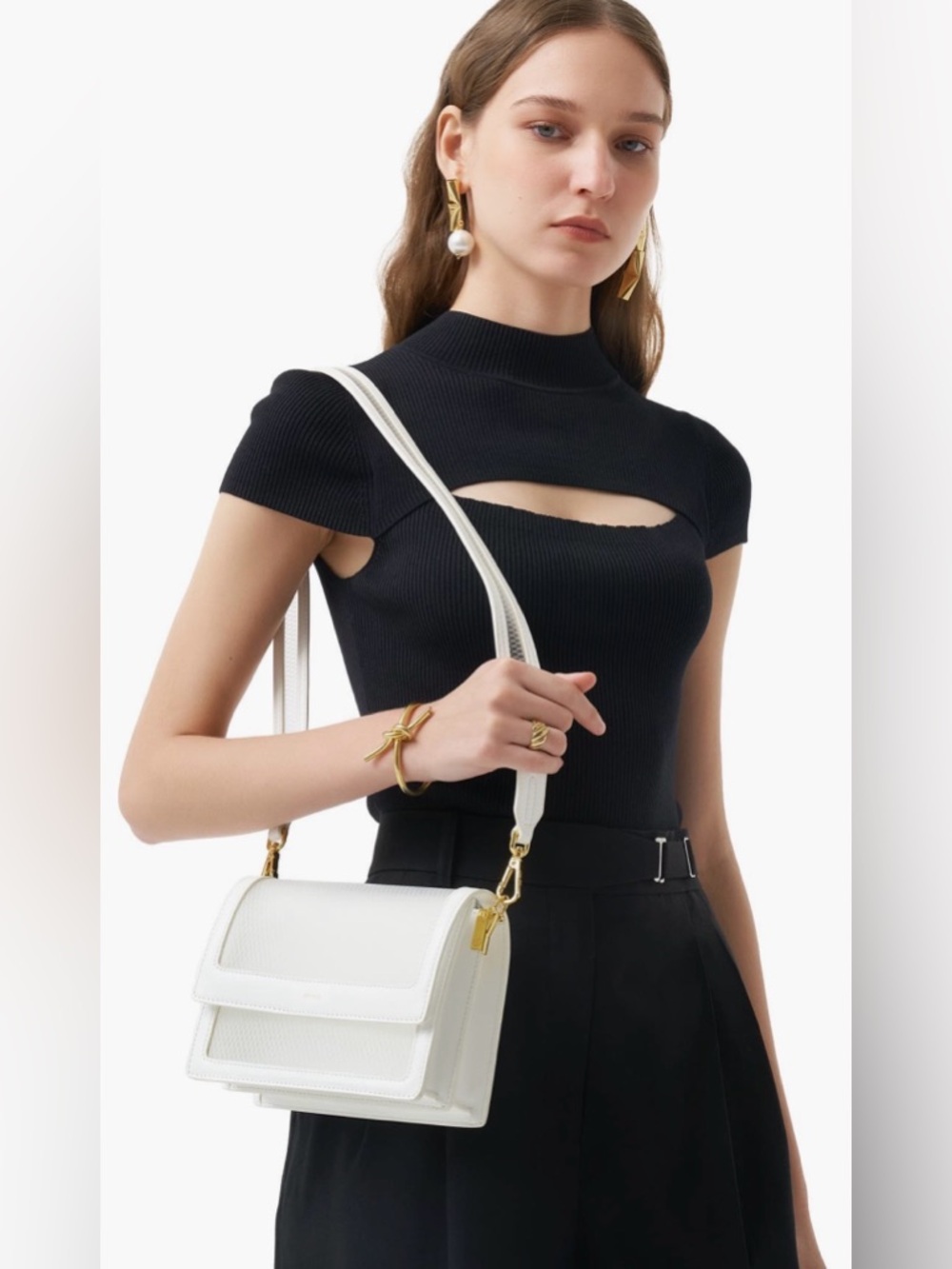 JW PEI See Through Faux Leather Mini Flip Bag.